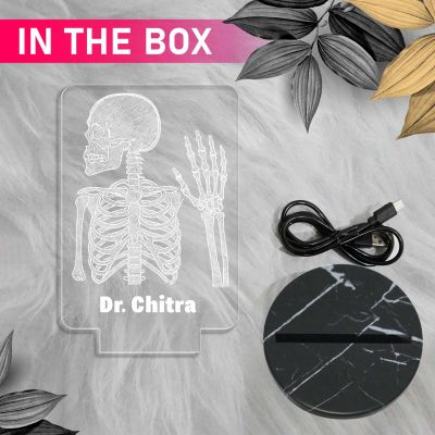 Personalized 3D Illusion Skeleton Lamp Gift for Radiologist Doctor Gift for Medical Students Doctor Clinic Desk Table Lamp with Automatic Color Changing Light